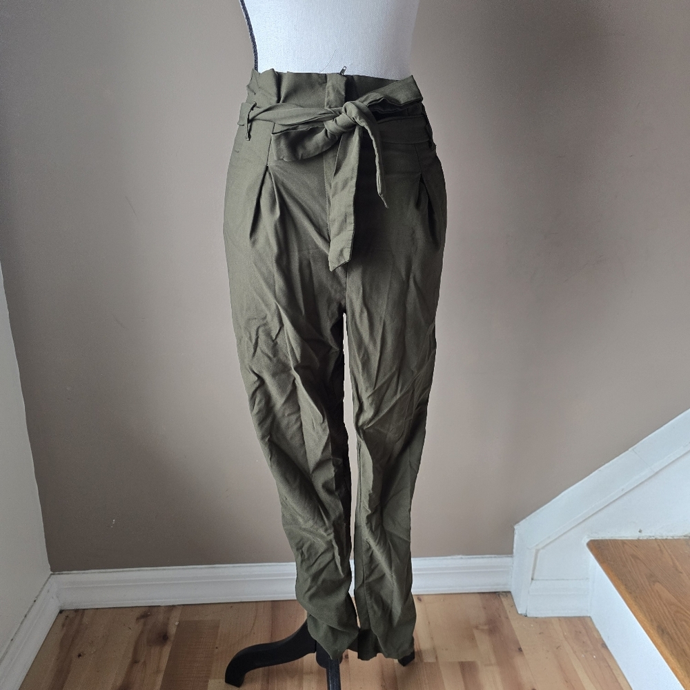Olive Green High-Waisted Pants Size Small